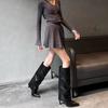 Long Boots Side Zipper High Heel Thin Boots European and American Style Pointed Head Thin But Knee Boots Women's Autumn and Winter Thin Heel High Tube