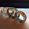 Hypoallergenic Finger Ring Faux Natural Moss Agate Ring, Fake Gemstone Statement Healing Nature Inspired Jewelry Stone for Men Women Band