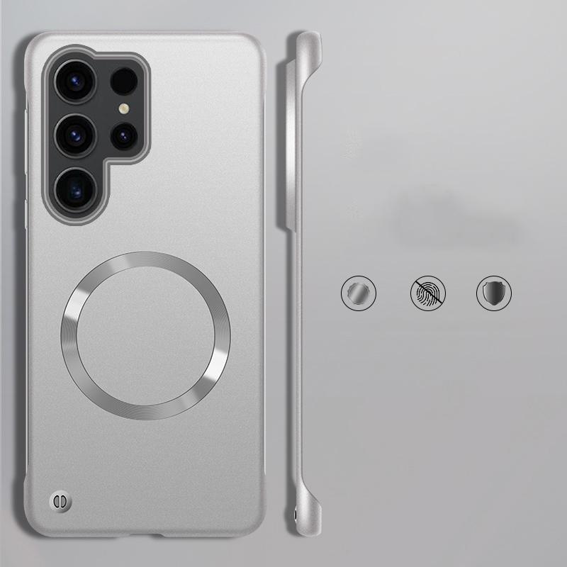 Тонкий жесткий ПК для Magsafe Магнитный безрамочный чехол для iPhone 16 Pro 15 14 Plus 13 12 Pro Max Samsung S25 Ultra S24 S23 S22 Plus Матовый цветной сплошной чехол
