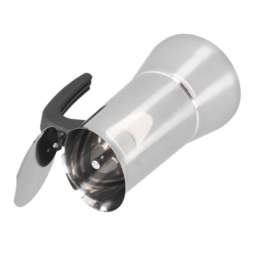 Серебристая мока-кофеварка для плиты Кофеварка эспрессо из нержавеющей стали для плиты Приготовление кофе