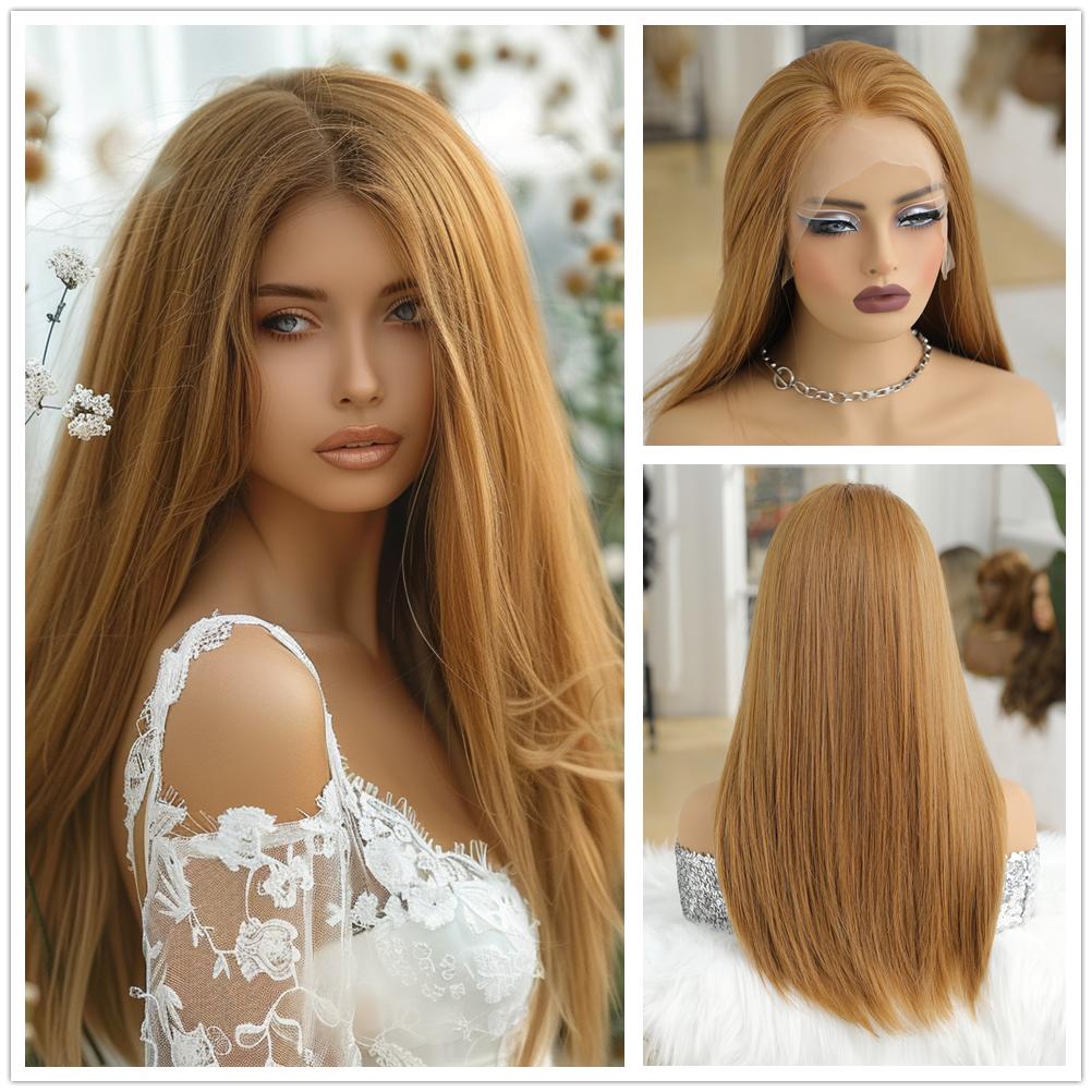 13x6 кружевные парики, светлый платиновый синтетический длинный прямой парик с лентами для женщин, повседневный косплей, волосы высокой плотности