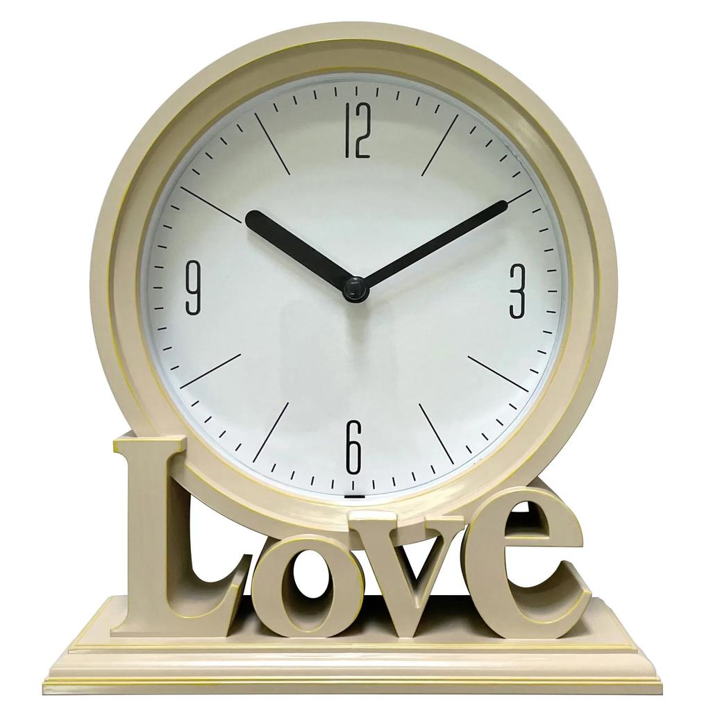 Круглые настольные часы в европейском стиле, каминные часы, не тикающие, декоративные настольные часы Love для офиса, гостиной, спальни, фермерского дома