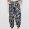 Слоны Штаны для прыжков Карман Регулируемая эластичная высокая талия Ремешок Унисекс Мужской Женский Принт Таиланд Повседневная уличная одежда Пляжный Бохо Ретро Винтаж
