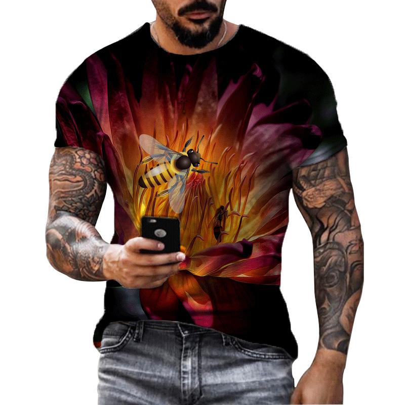 Мужская футболка с 3D цифровой печатью, футболка с 3D принтом «Соты и пчела», футболка в уличном стиле