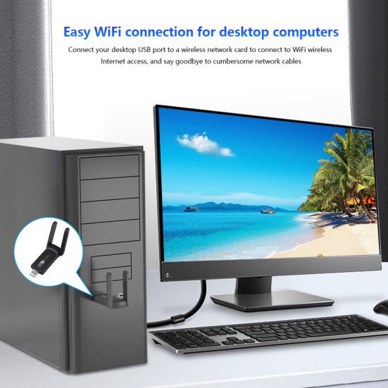 Network Card Compact No Heating Black WiFi Adapter 1300M 5G USB 3.0 WiFi Adapter Wireless Network Card Office Accessory