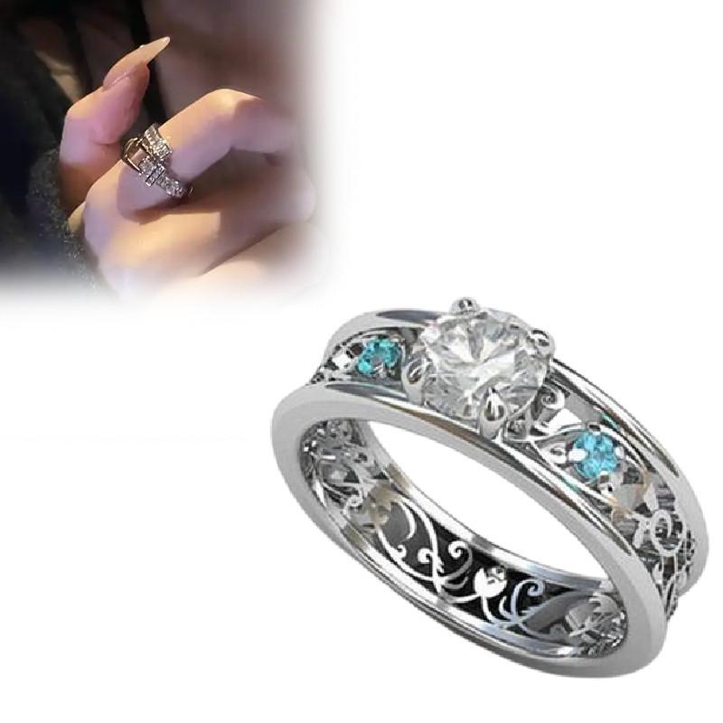 Винтажное кольцо из латуни и стали с синим сапфиром и кубическим цирконием для любителей моды