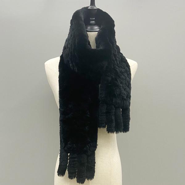 Шарф из натурального меха Пушистый длинный палантин Натуральный мех кролика рекс Ручной вязки Стильные женские шарфы Зимние палантины 180смx13см