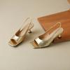 Мода 2025 Женская обувь Открытый носок ПУ Женские сандалии Летние Элегантные Вечерние сандалии Тонкий каблук Однотонные Женские Босоножки на высоком каблуке