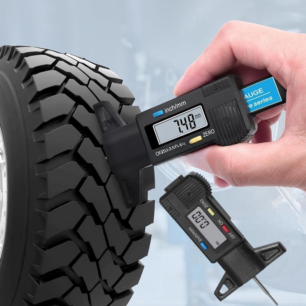Digital Tire Tread Depth Gauge Mm/ Inch Measurement Portable Tire Brake Pad Wear Tool for Cars Trucks Motorcycles Vehicle Maintenance Tool