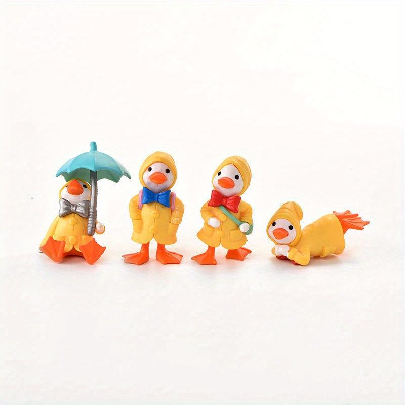 Miniature Figurines 4 Mini Ducks Fairy Garden Miniature Farm Figurines Moss Landscape Cute Ornaments Kit for Home Outdoor Decor