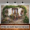 2D Vintage Stone House with Flower Boxes & Ivy Backdrop Photo Background