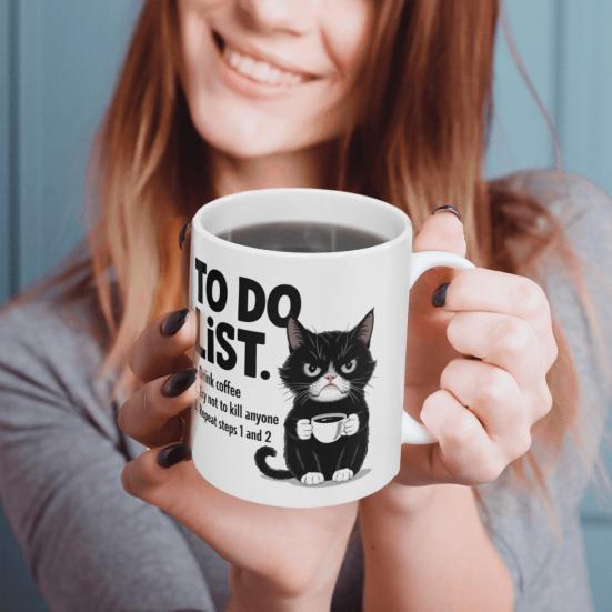 Кружка-список дел кота Керамическая чайная чашка с юмористическим списком