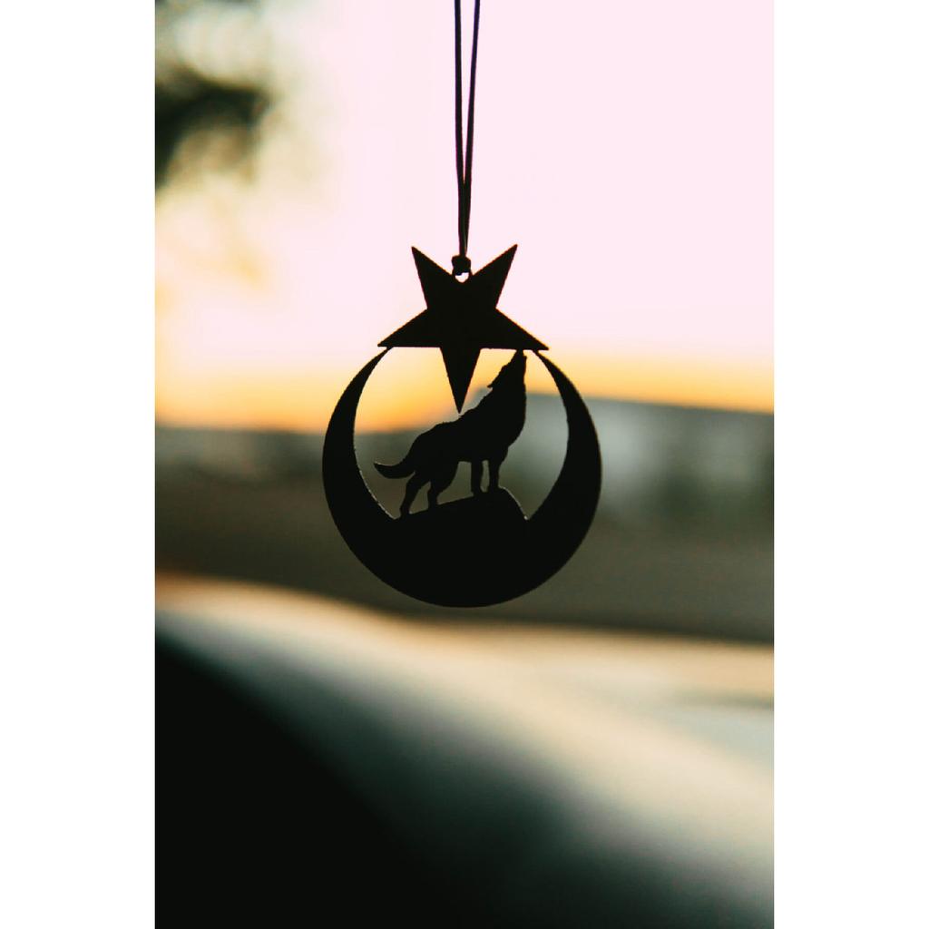 Автомобильный орнамент, металлическая луна, звезда, серый волк, зеркало заднего вида, орнамент, сувенир, автоаксессуар