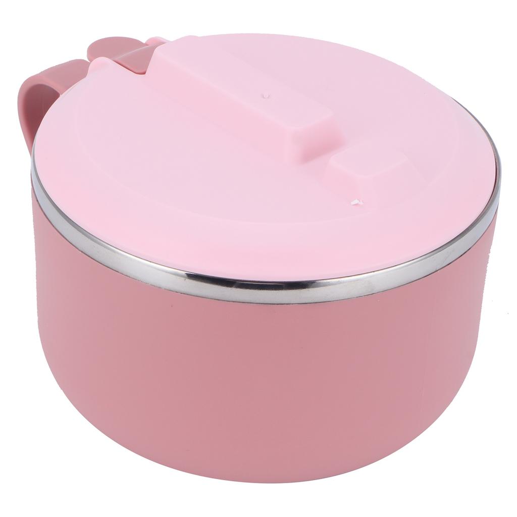 Rice Noodle Bowl with Lid 1200ML Anti Scalding Thermal Lunch Box Kitchen Utensils(Pink )