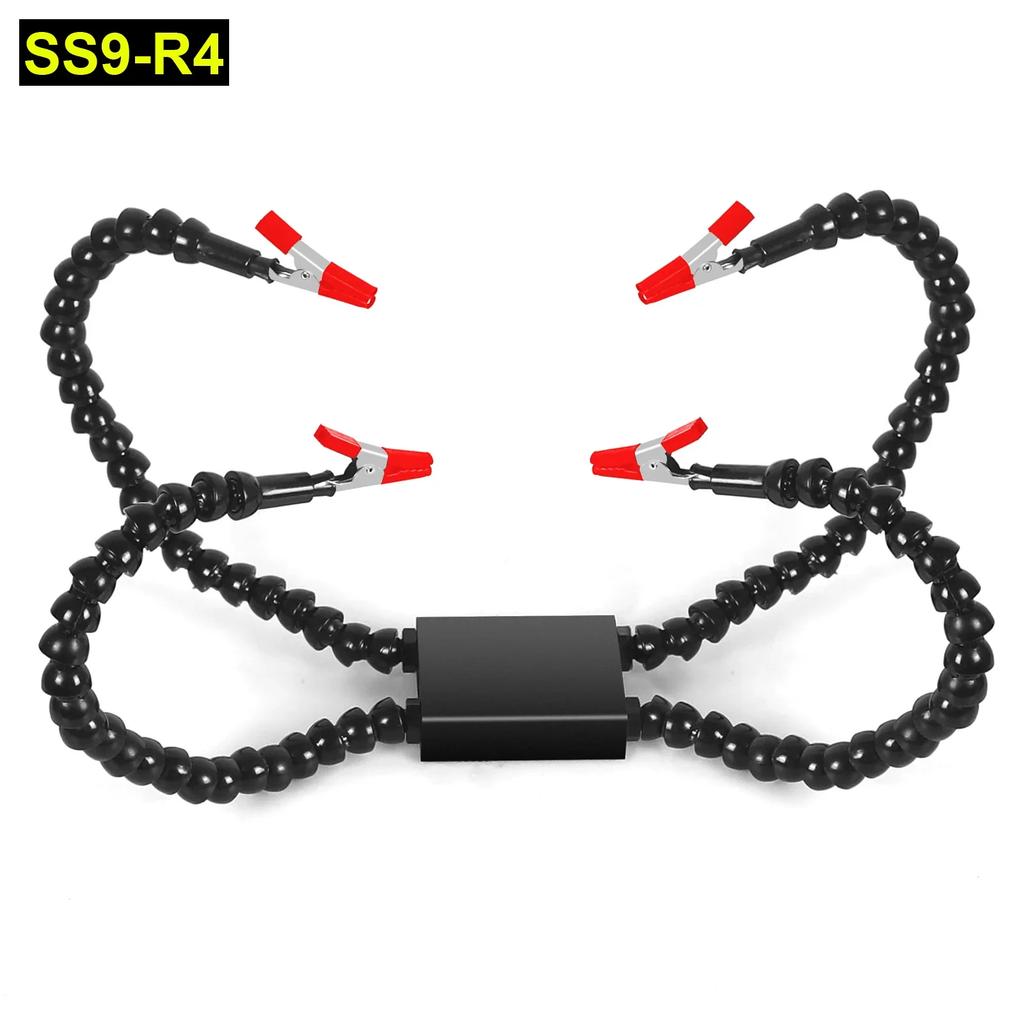 NEWACALOX Soldering Third Hand 4pc Flexible Arm Welding Helping Stand Electronic Repair PCB Circuit Board Holder Model Aircraft