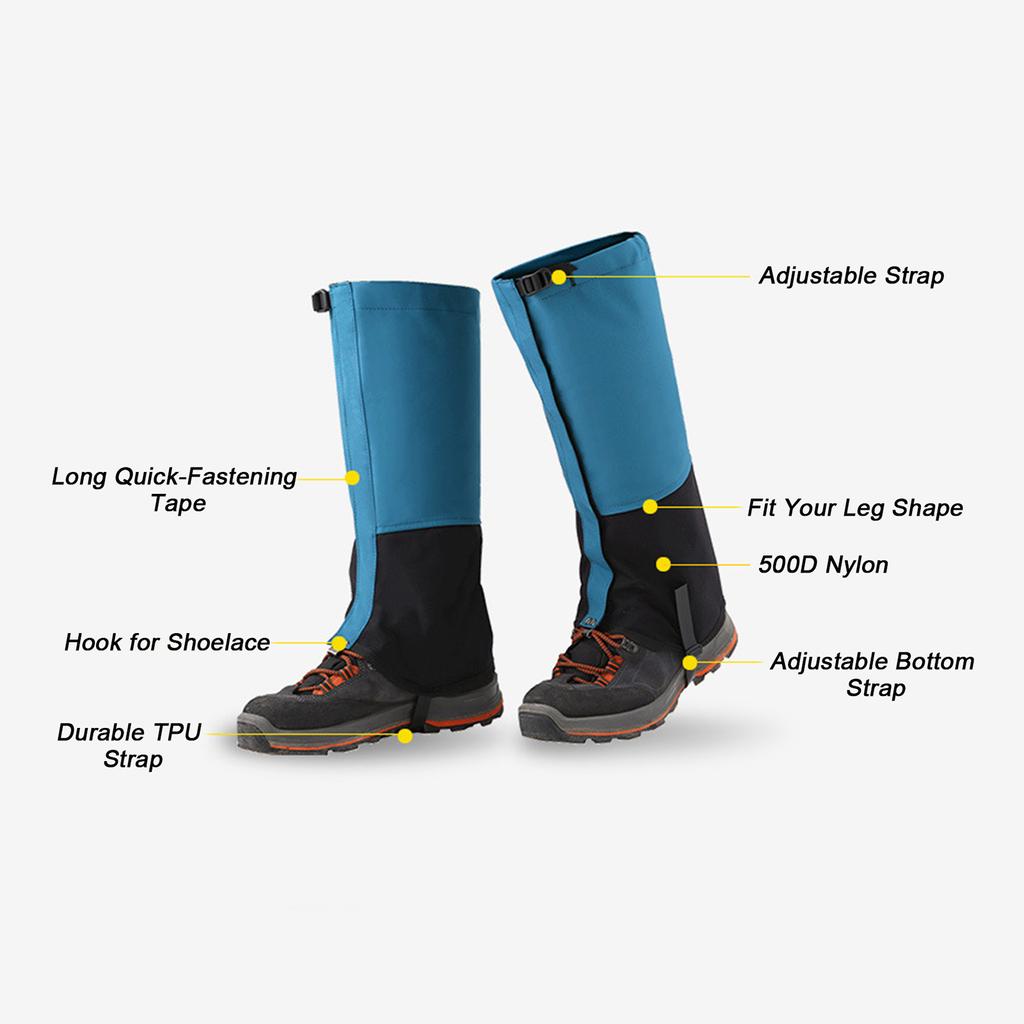 Leg Gaiters Fleece Lined Waterproof Adjustable Anti-Tear Snow Boot Gaiters for Outdoor Hiking Skiing