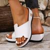 Мода 2025 Лето Новые Женские Римские Шлепанцы Уличные Повседневные Клинья Большой Размер Удобная Обувь Открытый Носок Высокое Качество Повседневные Сандалии
