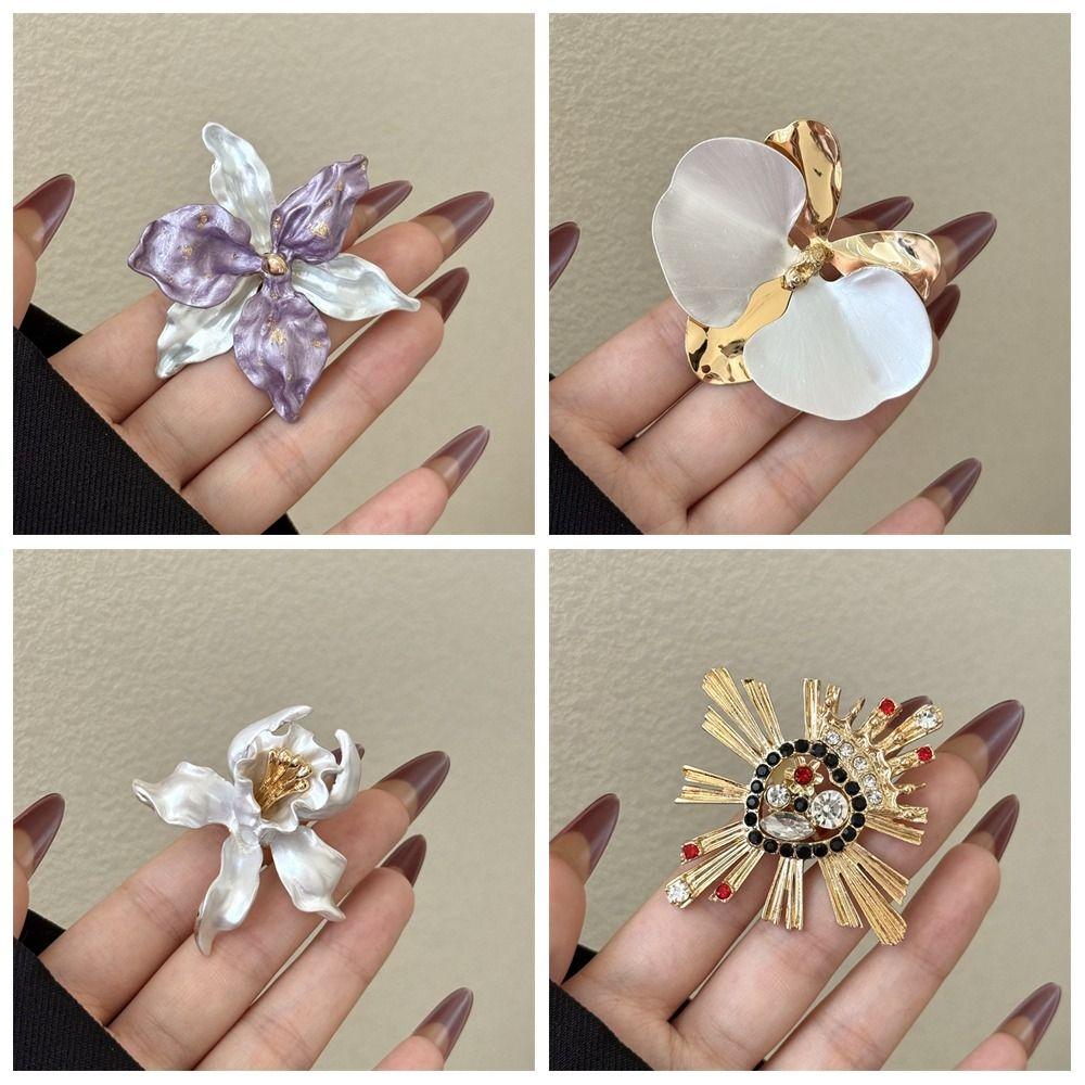 Белый Ирис Цветок Капельное Масло Цветочное Кольцо Бабочка Орхидея Французское Неправильной Формы Кольцо Женщины