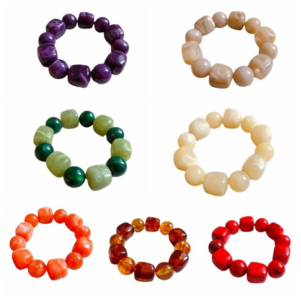 Round Beaded Bracelet Square Acrylic Hand Jewelry Cute Women Bracelet Gifts