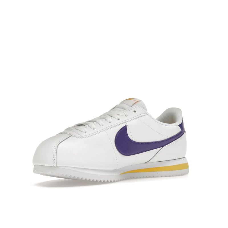 Nike Cortez Leather White Purple Maize Lakers Men's Shoes DM4044-106