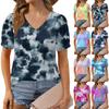 Женские летние топы с коротким рукавом и V-образным вырезом, свободные повседневные футболки