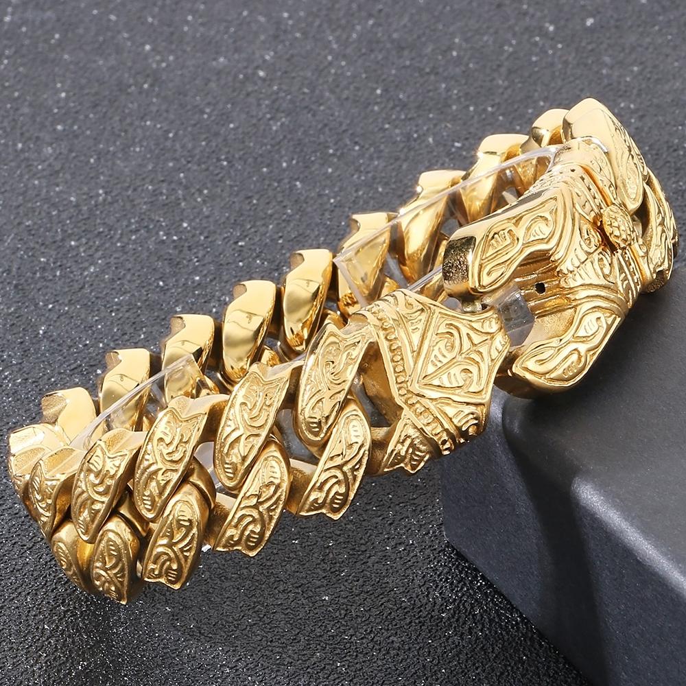 Крутой тяжелый браслет из цельной нержавеющей стали для мужчин, массивный, ширина 20 мм, тотемный стиль, цепочка, велосипедные браслеты, мужские, 4 цвета в наличии