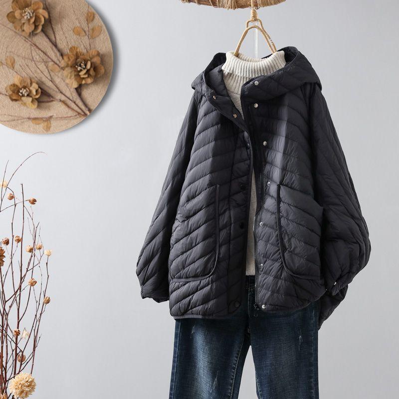 Зимняя легкая куртка-пуховик для женщин, белое утиное пуховое пальто, свободная повседневная парка с капюшоном, ветрозащитная базовая верхняя одежда