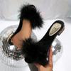 Fashion Women Slippers Outdoor Banquet Simple Sandals Summer New Open Toe Slippers Plush Fox Fur Sexy Shoes Women Fashion Slides Women