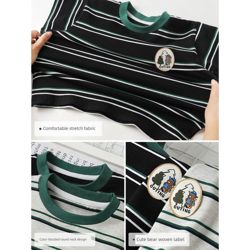 Right European Style Boys' Short-Sleeved T-Shirt, Summer Clothing, New Children's Wear, Striped Top, Half-Sleeve, Summer Trendy