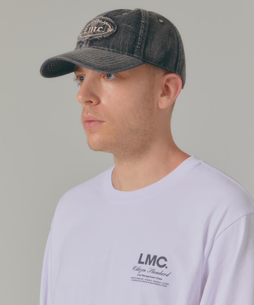 LMC Стильная темно-синяя кепка-бейсболка с 6 панелями из стираного денима в готическом стиле