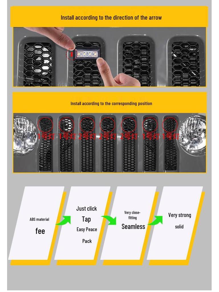 Jeep Wrangler JL 18-23 RGB DRL Grille Lights with 7-Color APP Control