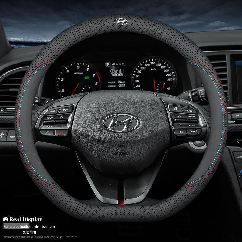 Натуральная кожаная оплетка руля для моделей Hyundai - Все сезоны