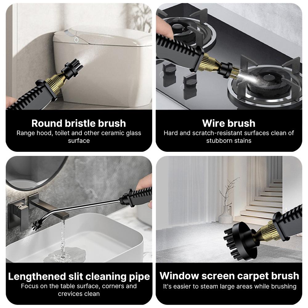 Pressurized Handheld Multi-surface Steam Cleaner with 3 Brushes and Extended Rod for Home Portable