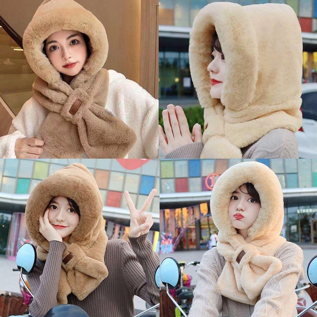 Меховой капюшон, уютный шарф, интегрированная шапка и нашивка-шарф