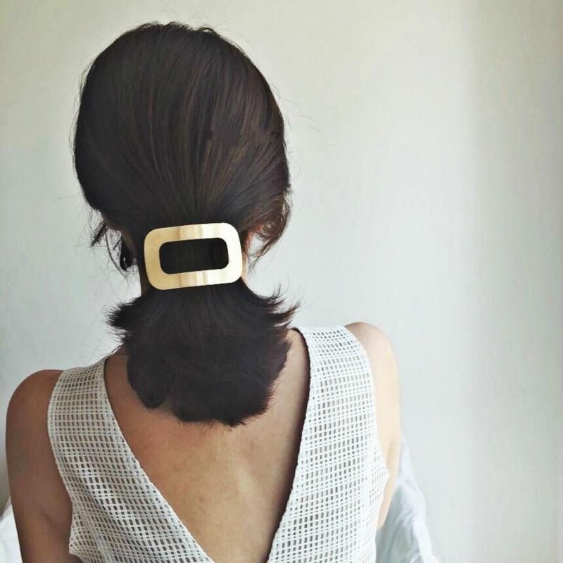 Nordic Cold Temperature Geometric Square Metal Spinker Simple Wild Horsetail Clip Hairpin Hairdressers Headdress