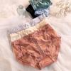 3Pcs/set Luxurious Satin Lace Underwear for Women Sexy Lace Mesh Panties Comfortable Breathable Briefs Sweet Girl's Underpant