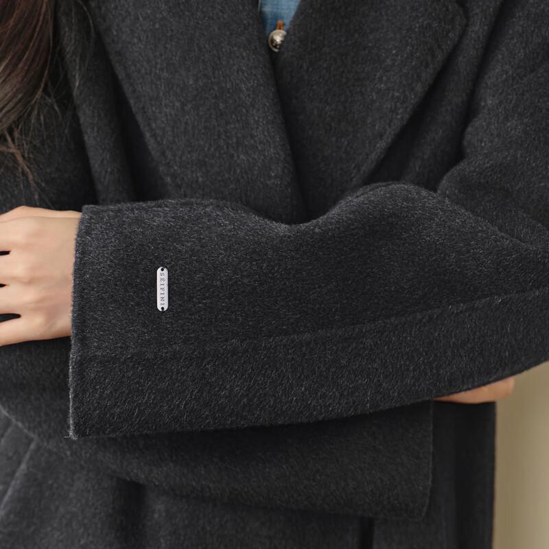 SEIFINI Women's Lapel Double-Faced Wool Coat