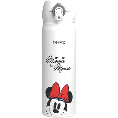 Термокружка Thermos с вакуумной изоляцией, портативная, 500 мл, дизайн Минни Маус, съемная крышка-поилка для легкой очистки, легкая, открывается нажатием одной кнопки, нержавеющая сталь