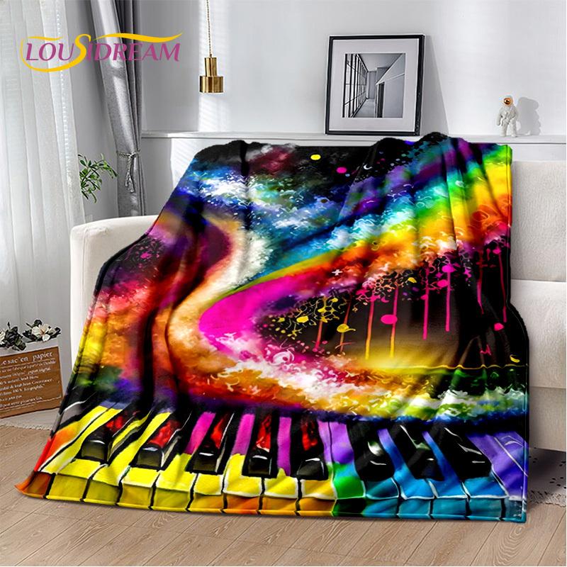 3D Dream Piano Key Music Instrument Cartoon Blanket,Soft Throw Blanket for Home Bedroom Bed Sofa Picnic Office Travel Cover Kids