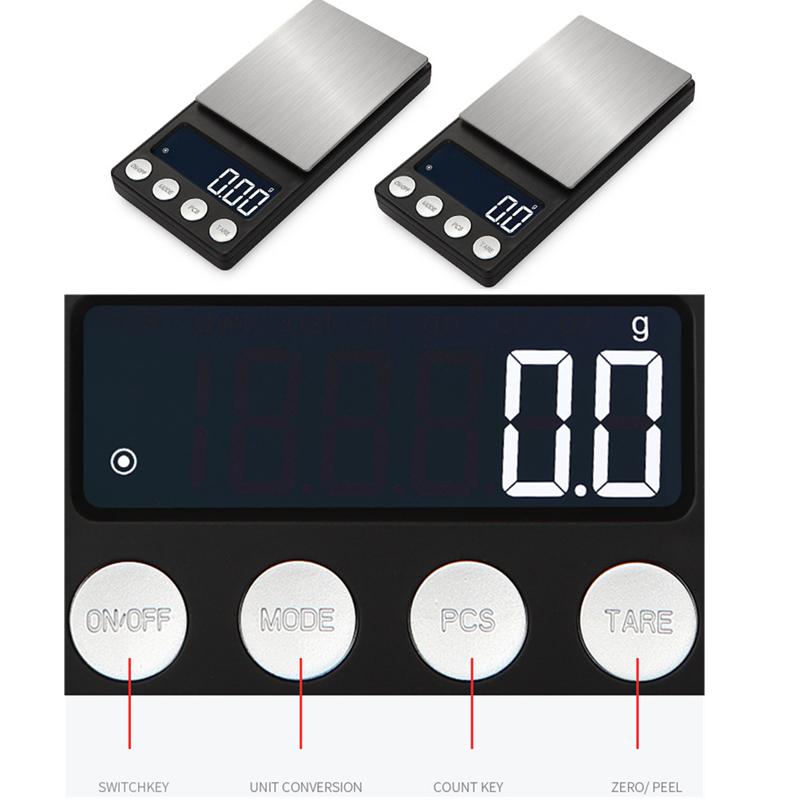 Handheld Digital Scale 500g/0.1g 200g/0.01g Balance Weighing Scale Electronic Kitchen Scale Stainless Steel Tray Jewelry Scale