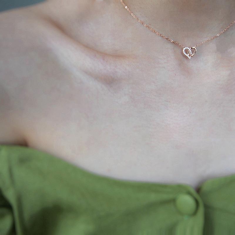 Японское ожерелье с бриллиантами Love, цепочка на ключицу, легкое, роскошное, в форме сердца, для женщин