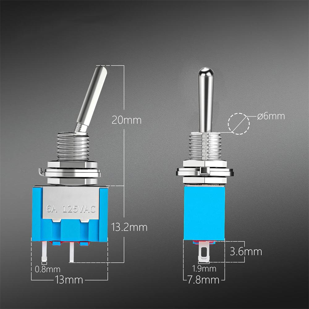 Мини тумблер 2 контакта 2 положения ВКЛ/ВыКЛ 6А 125В для автомобиля, лодки, машины, грузовика