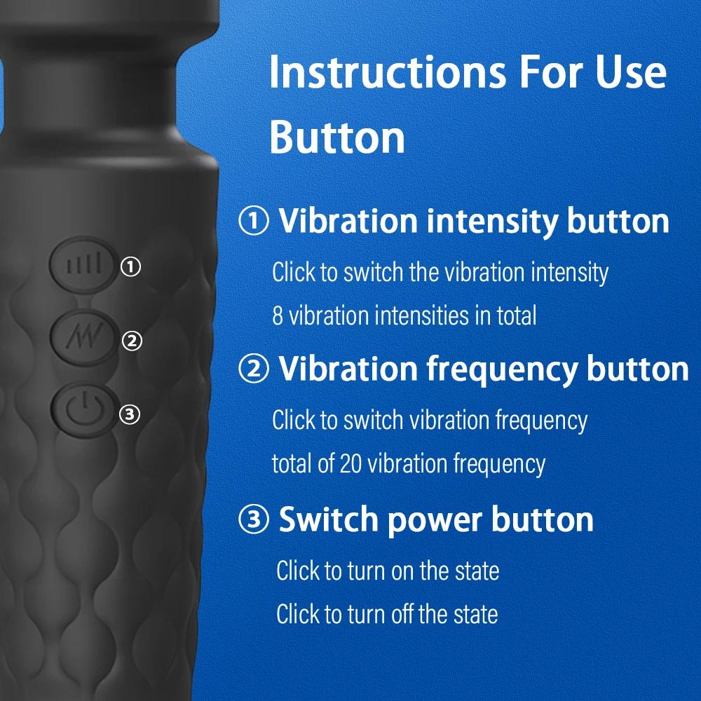 20 режимов Мощный AV вибратор Волшебная палочка для женщин Стимулятор клитора Клитора Секс-игрушки Женский массажер точки G Взрослый Эротический продукт