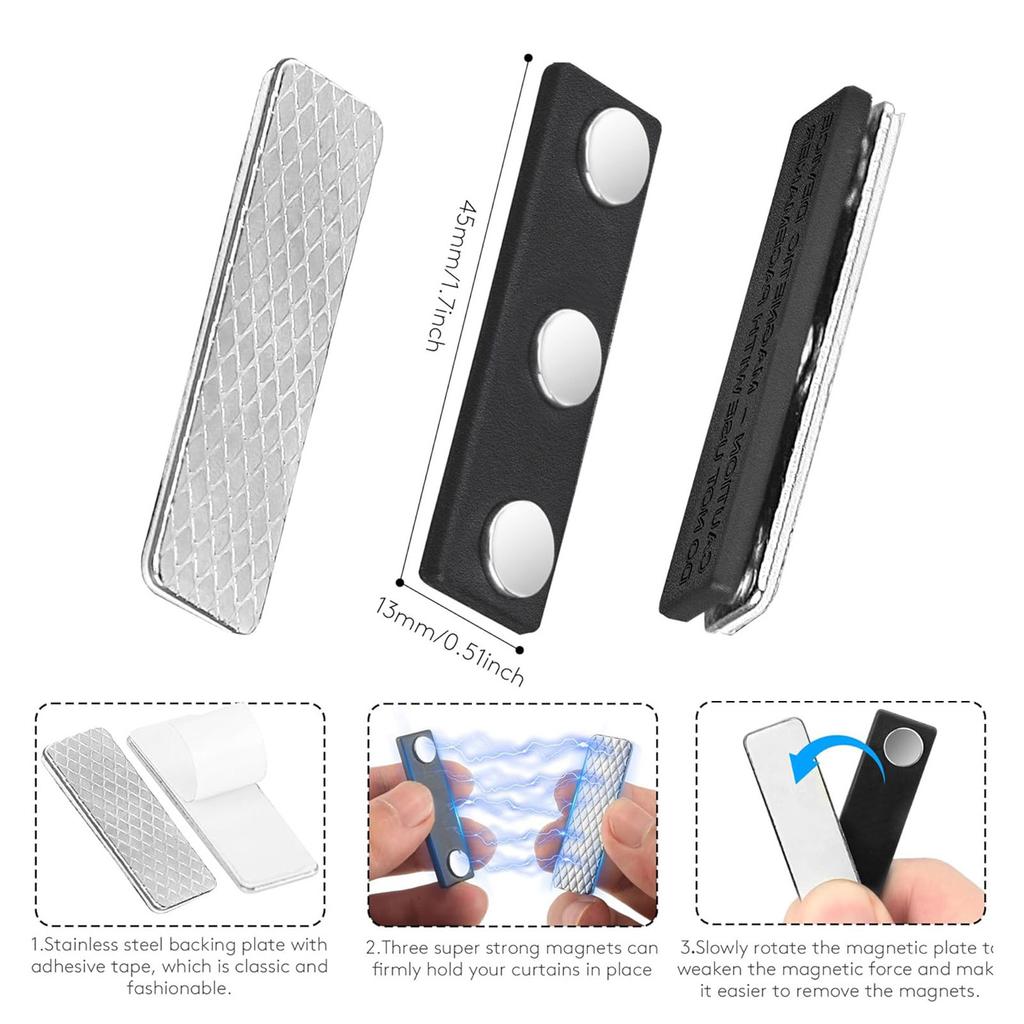 Набор из 10 магнитных зажимов для штор для горизонтальных штор с клейкой задней стороной, липкие держатели-стяжки, держатель для карточек/именных бирок
