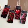 Чехол для телефона Samsung Galaxy Z Flip 3 4 5 Прозрачный складной жесткий чехол из ПК для Galaxy Z Flip 3 5 Чехол Красивые красные розы цветы