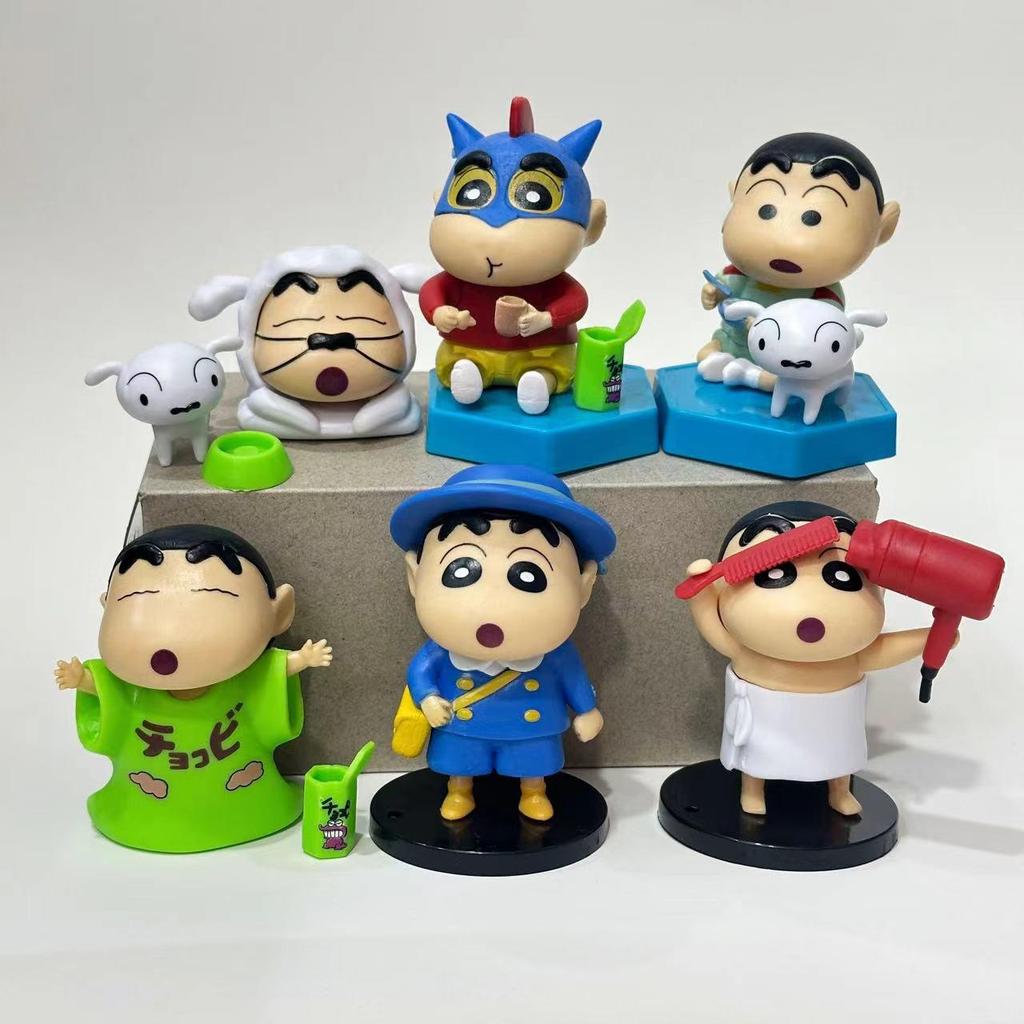 Crayon Shinchan Bathing Figures Set, Doll Machine, Gashapon Display, Car Cake Ornaments, Cute Decorative Figurines