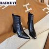 Fashion High Heels Pointed Toe Women Ankle Boots Leather Shoes Winter 2025 New Chelsea Snow Boots Sexy Goth Pumps Botas Mujer