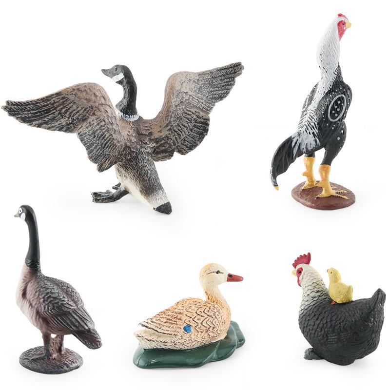 High-quality Pvc Animal Models Including Realistic Mother Duck Hen With Chicks Goose