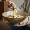8-дюймовая бамбуковая шляпа с резьбой, большая керамическая миска, японские миски для лапши на высокой ножке, кухонная, обеденная, барная посуда, миски