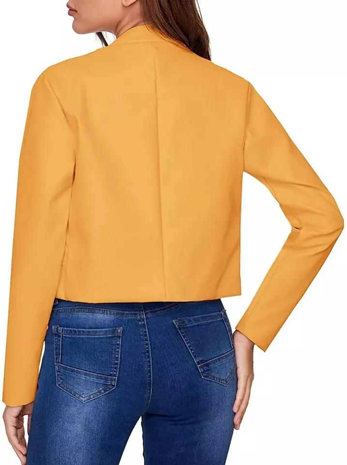 AL KHALID Yellow Women's Genuine Lambskin Leather Crop Jacket Motorcycle Handmade Casual